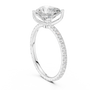White gold heart-cut diamond ring with pavé side stones and heart-shaped center