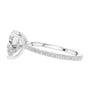 White gold heart-cut diamond ring with pavé band and prong-set heart center stone