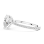 White gold heart-cut diamond ring with pavé band and prong-set heart center stone