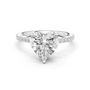 White gold heart pavé diamond ring with large center heart stone
