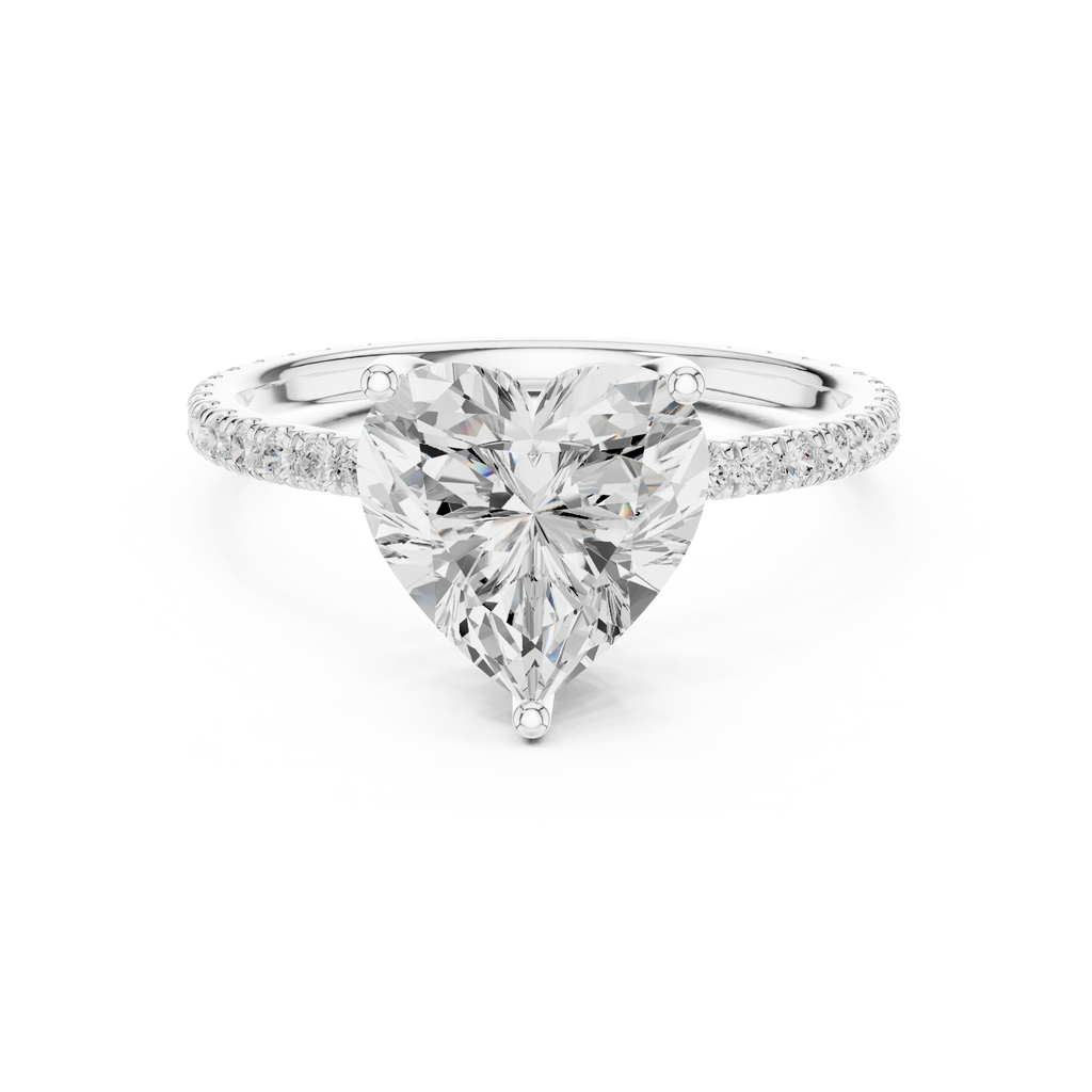 Silver-tone ring with pear-shaped center stone and pavé halo band