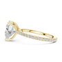 Gold-tone engagement ring with round center stone and pavé detailing band