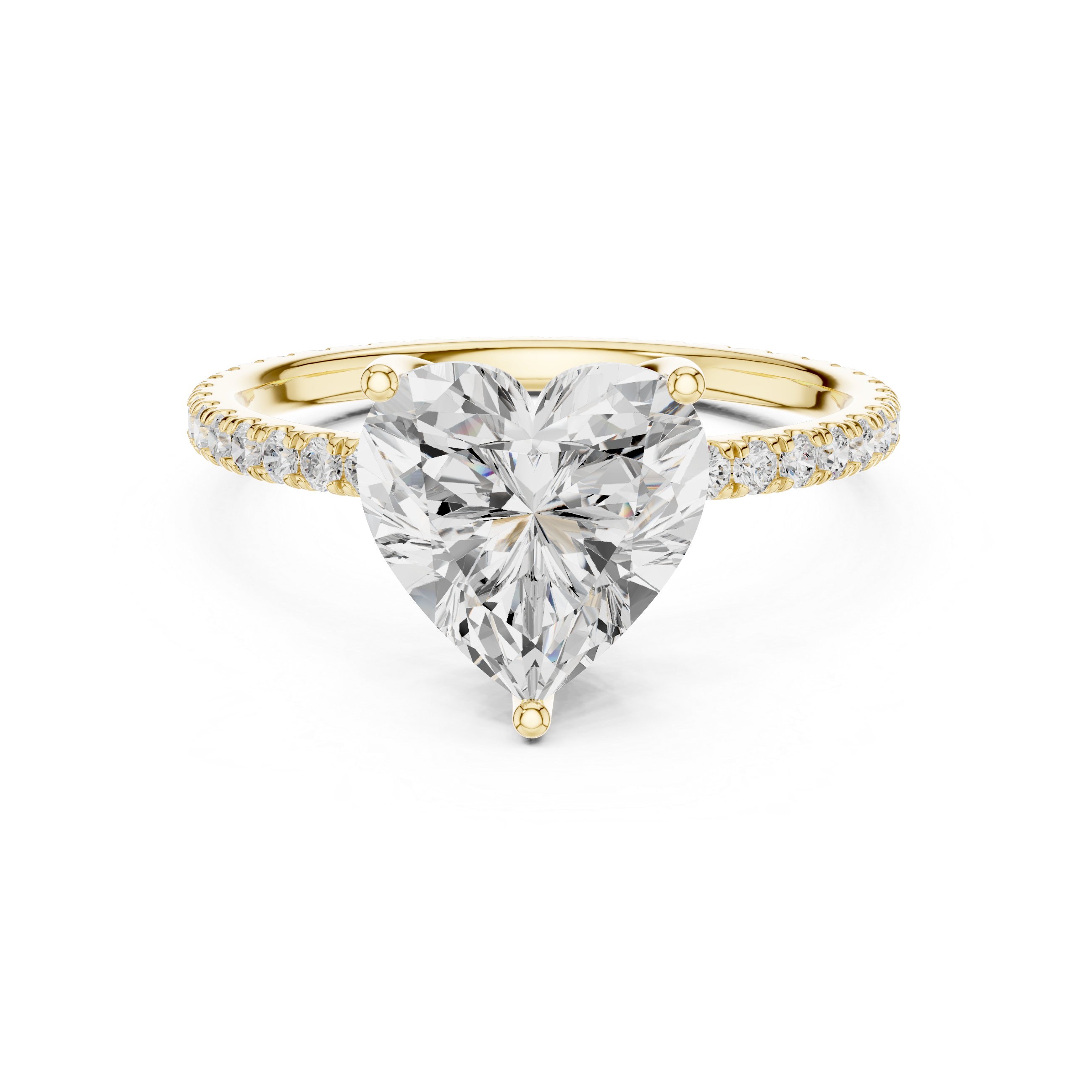 Gold-tone ring with pear-shaped center stone and pavé band