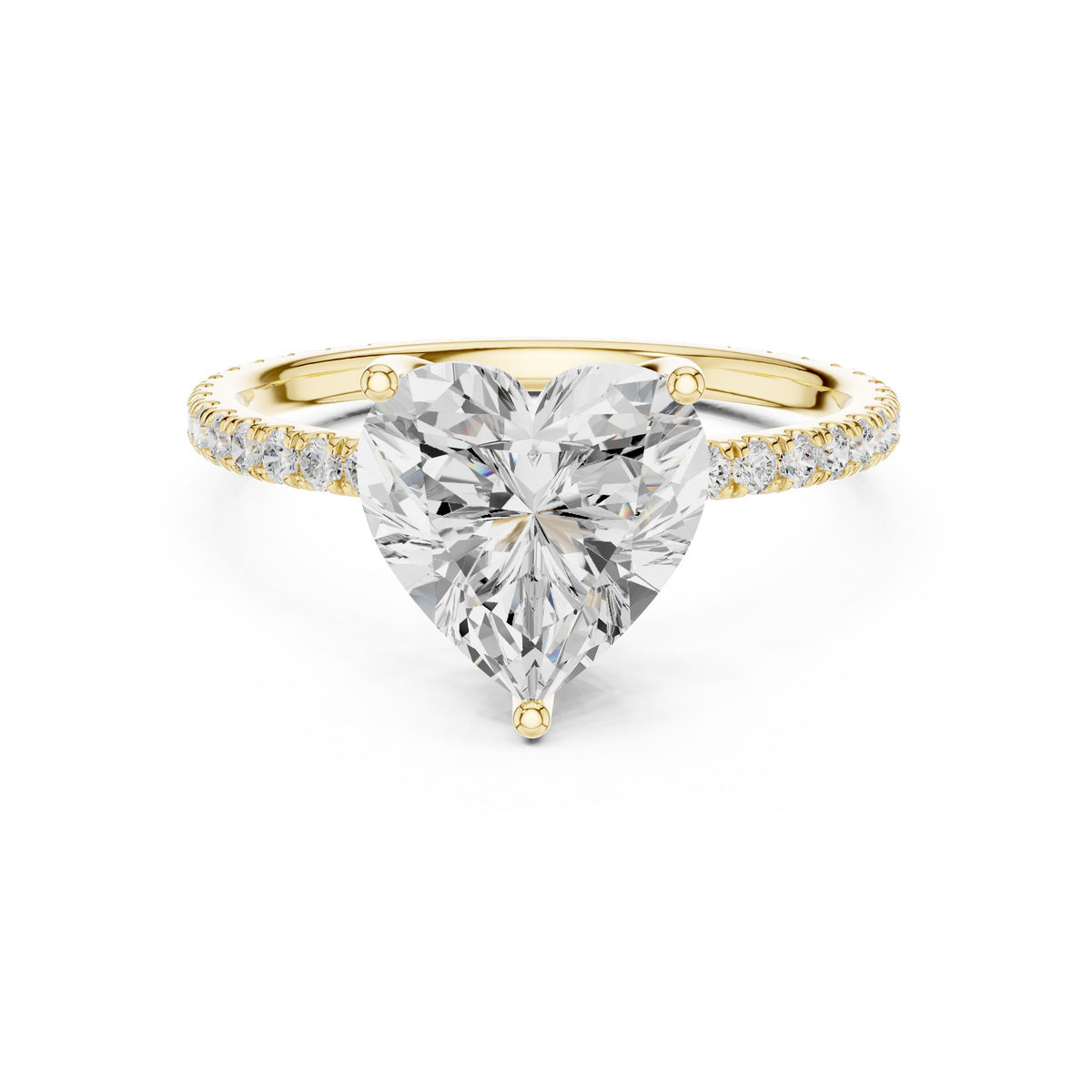 Gold-tone ring with pear-shaped center stone and pavé band