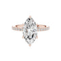 Marquise pavé diamond ring in rose gold with large marquise center stone