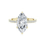 Marquise pavé diamond ring in yellow gold with large marquise center stone