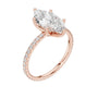 Marquise pavé diamond ring in rose gold with marquise center stone and pavé shank