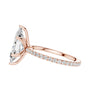 Marquise pavé diamond ring in rose gold with marquise center stone and pavé band