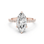 Marquise-cut pavé diamond ring in rose gold with marquise center stone