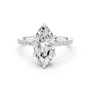Marquise-cut pavé diamond ring in white gold with marquise center stone