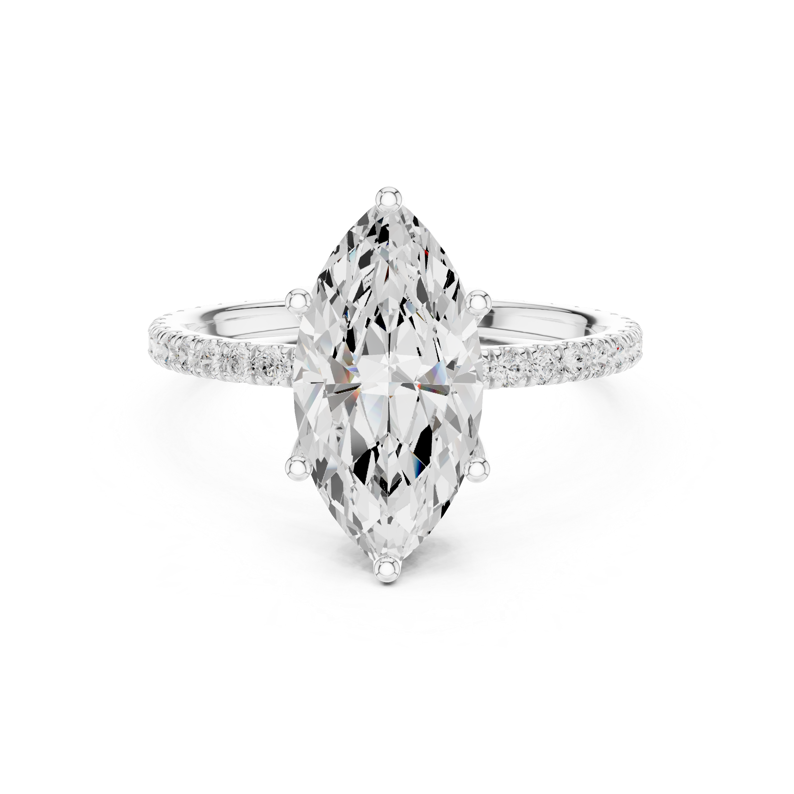 Silver-tone gemstone ring with pear-cut center stone and pavé halo band