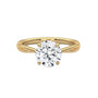 Twisted solitaire diamond ring in yellow gold with round center diamond