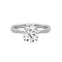 Twisted solitaire diamond ring in white gold with round center diamond