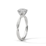 Twisted solitaire diamond ring, white gold band with round prong-set diamond