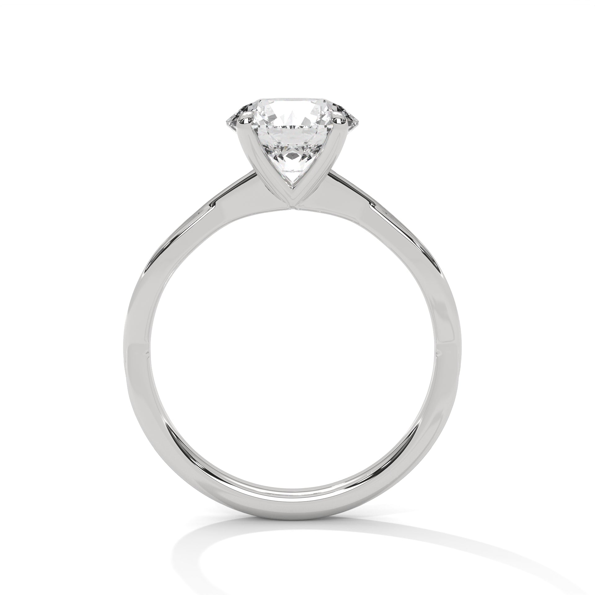 Silver solitaire ring with clear gemstone in prong setting and slim round band
