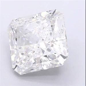 Rectangular cushion cut diamond gemstone with clustered facets, clear white tone.