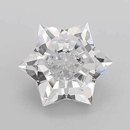 Star-shaped diamond gemstone with multi-faceted rays, clear white tone.