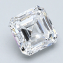 Emerald cut diamond gemstone with long rectangular facets, clear white tone.